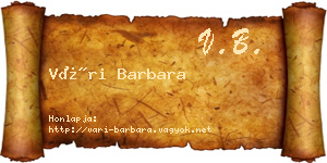 Vári Barbara névjegykártya
